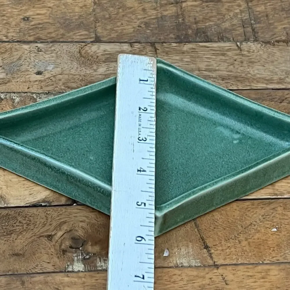 Art Studio Pottery Diamond Shaped Trinket Dish Emerald Green 10.5